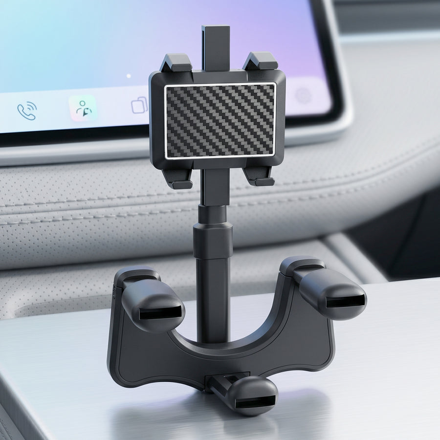 360 Degree Car Rear View Mirror Mobile Phone Holder