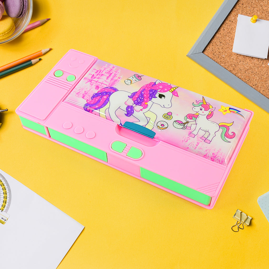 4569 Multi Purpose Gadget Jumbo Pencil Box Compass With Calculator Jumbo 2 Side Slot Geometry Box Compass Use School  Traveling  Studio