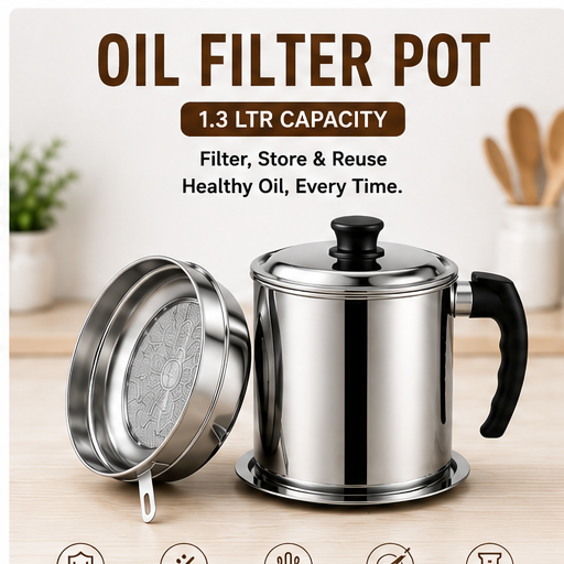 Premium Stainless Steel Oil Filter Pot (1.3 Ltr)